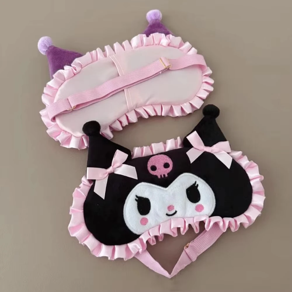 Фото Sanrio Kawaii плюшевая маска для глаз Kuromi Cinnamoroll сон затемнение повязка на глаза мелодия аниме обеденный перерыв тени для век женская защита №4