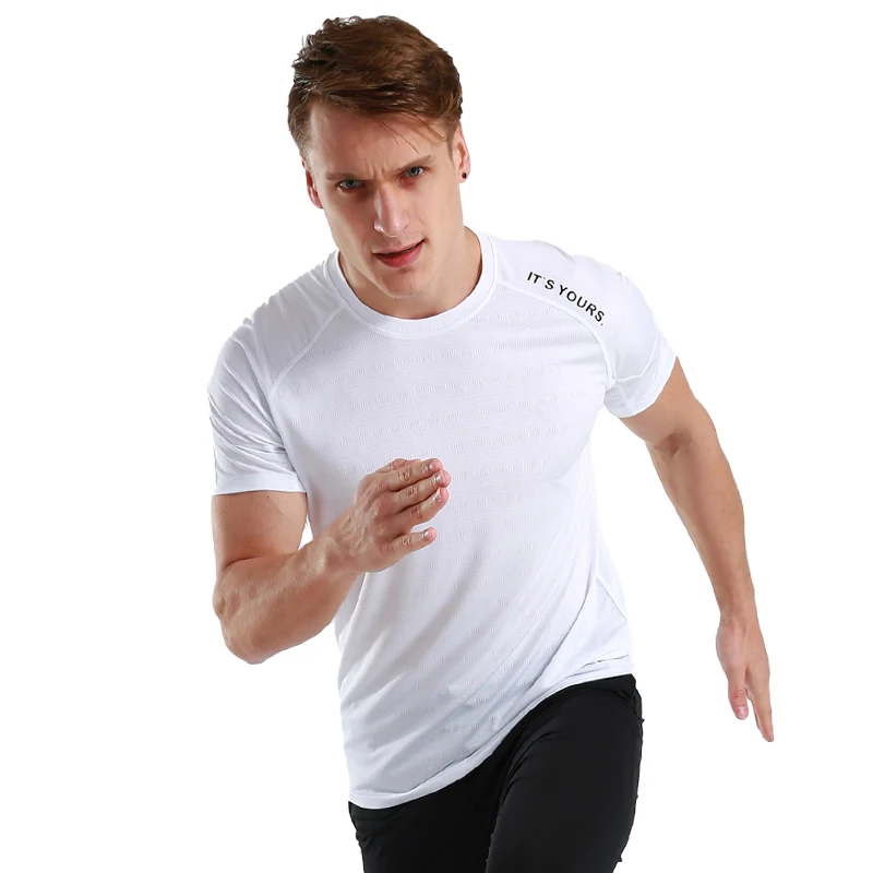 

Men Quick Dry T-shirts Mesh Breathable Sports Jogging Casual Sportswear Top Prints Gym Training Short Sleeves Running Shirts