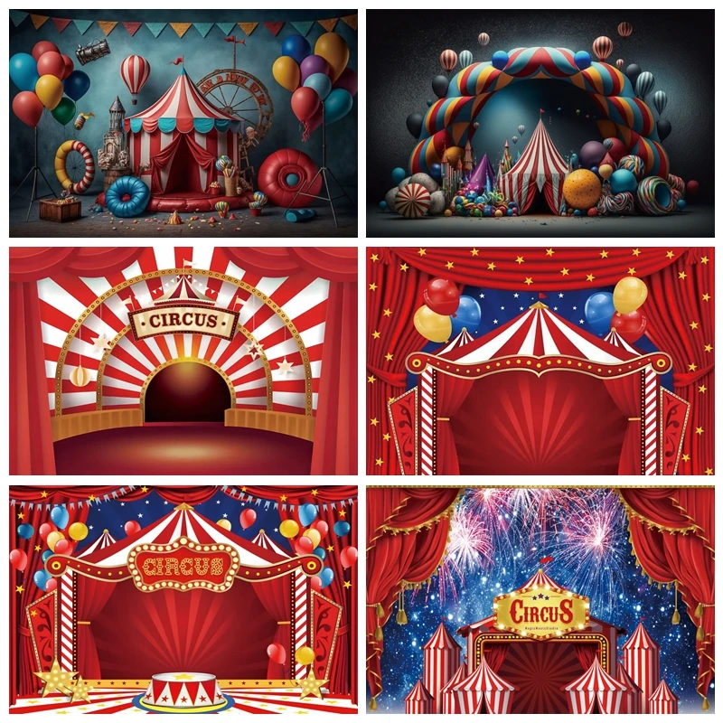 

1st Birthday Circus Backdrops Photography Baby Shower Portrait Photographic Background Party Decor Banner Photo Studio Photocall