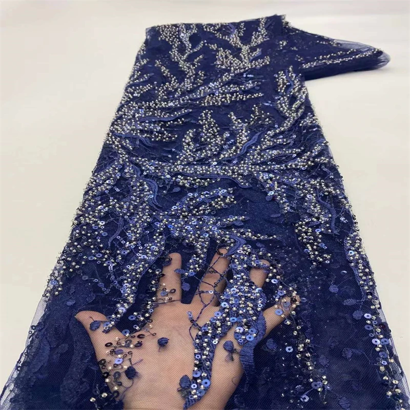 

Hot Sale Nigerian Lace Fabric Handmand Beaded Tulle Lace Fabric 2022 High Quality African French Lace Fabric For Sewing XZ-290