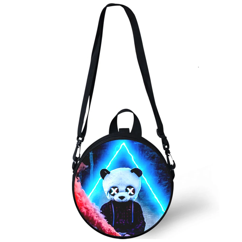 Street fashion panda Child kindergarten Bag 3D Print Crossbody Shoulder Bags For School Women Mini Round Bagpacks Rugtas Bag