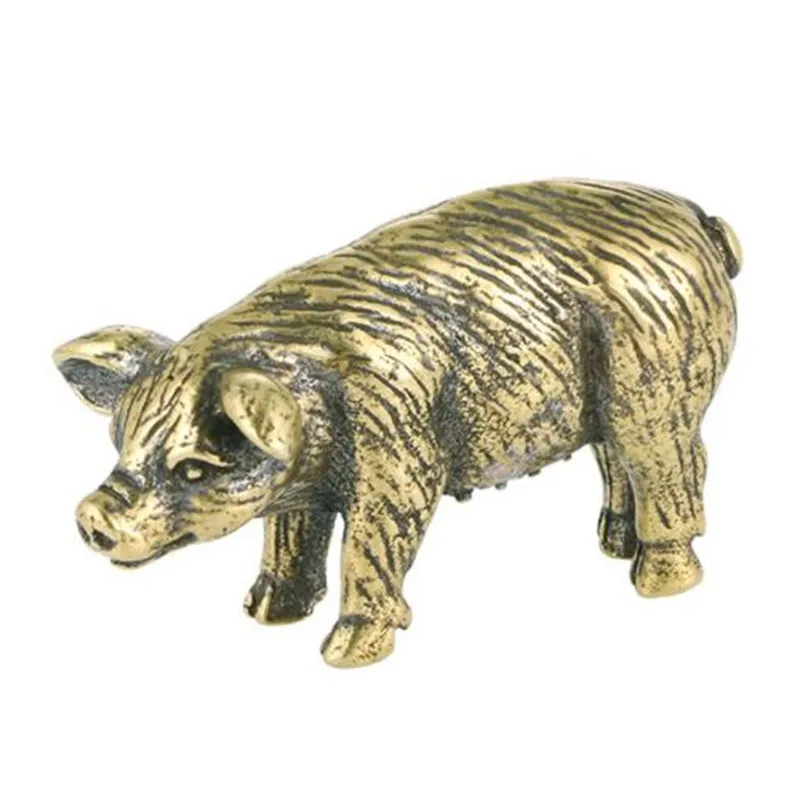

Home decoration 3D Casting Metal Sculpture Pig Mini Animal DIY Computer Desk Bookshelf Desktop Router Potted plants