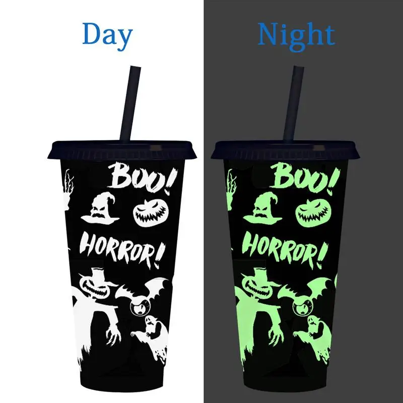 Фон для Хэллоуина с крышкой и соломинкой 710 мл