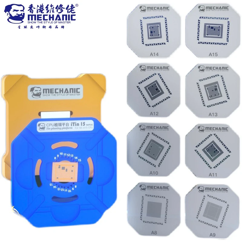 

Mechanic CPU Reballing Fixture For iPhone A8-A15 Motherboard IC Chip BGA Tin Planting Template Soldering Board With Stencil