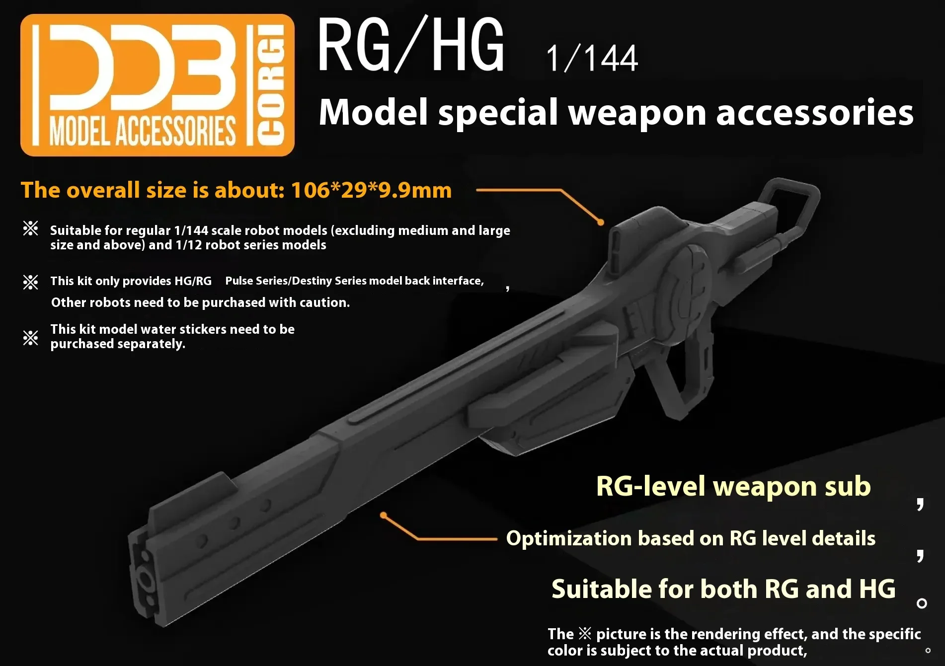 Аксессуары для Ddb рельсовый пистолет Rg/Hg 1/144 Freedom Seed Impulse Ii набор моделей