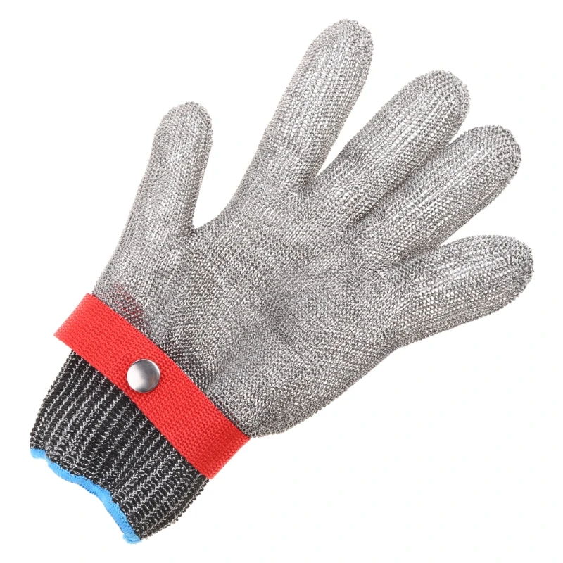 

G5AA Blue Red Safety Cut Proof Stab Resistant Stainless Steel Metal Mesh Butcher Glove High Performance Level 5 Protection