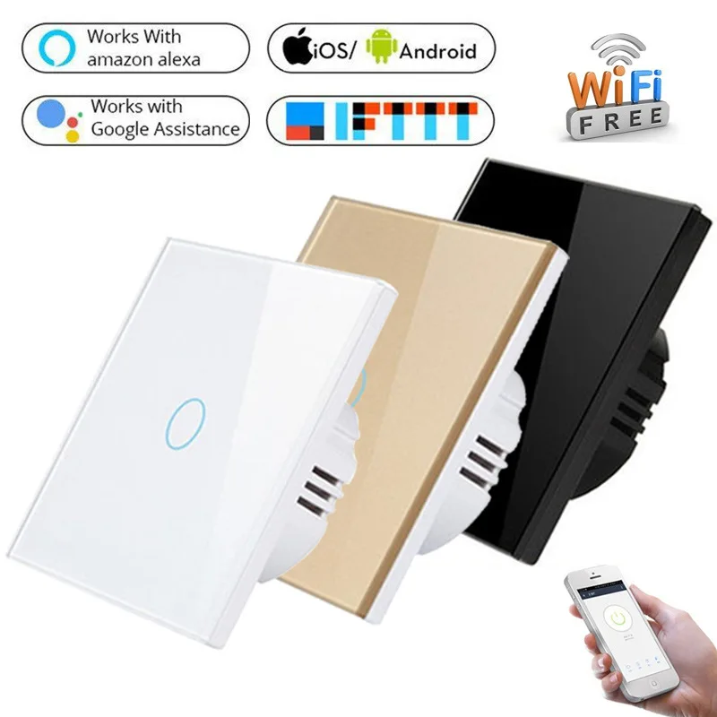 

EU Standard WiFi Smart Light Switch Intelligent Touch Switch,AC100-250V APP Wireless Remote Control Works with Alexa Google Home