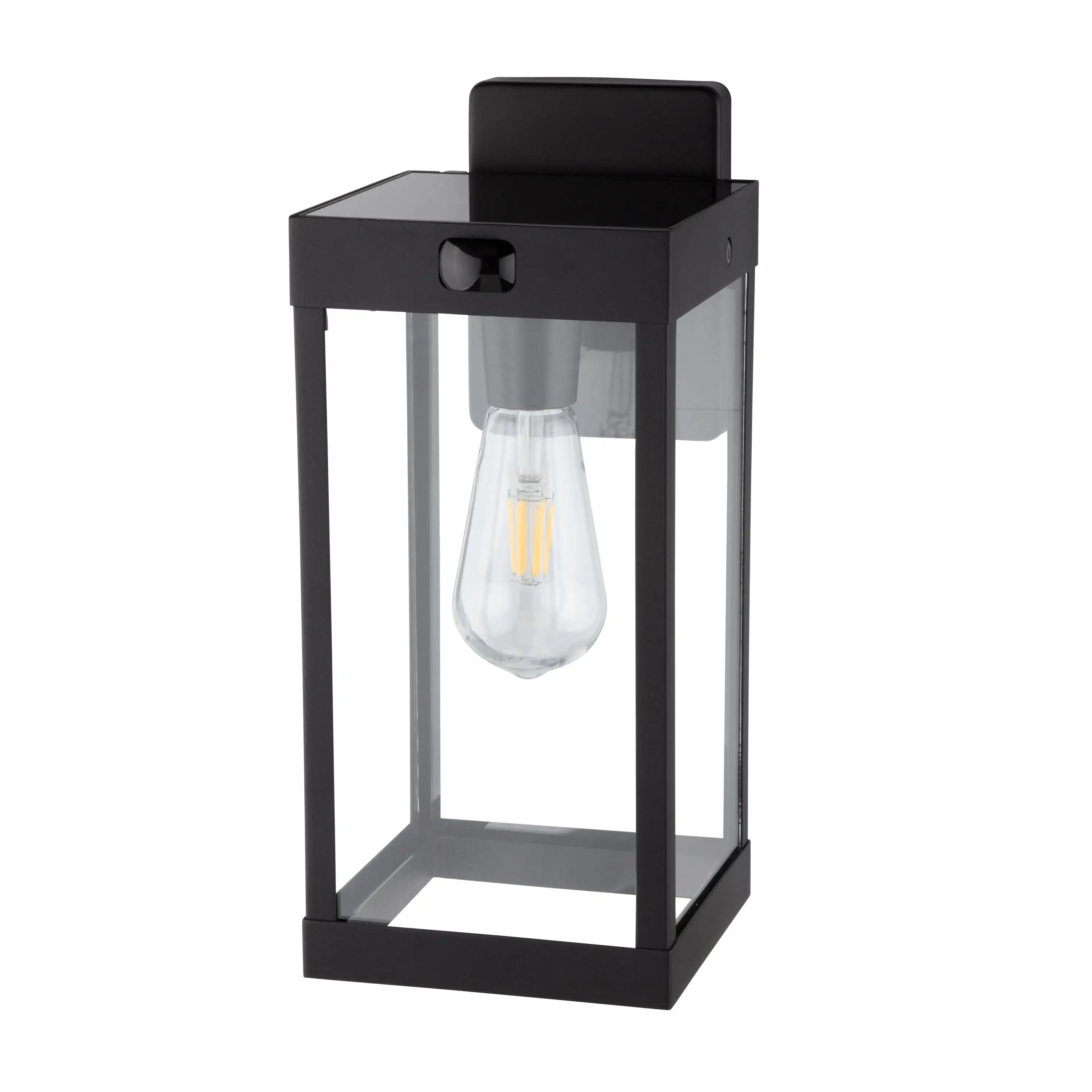 

Solar Wall Mount LED Light, Motion Sensing, Black Metal and Glass, 200 Lumens