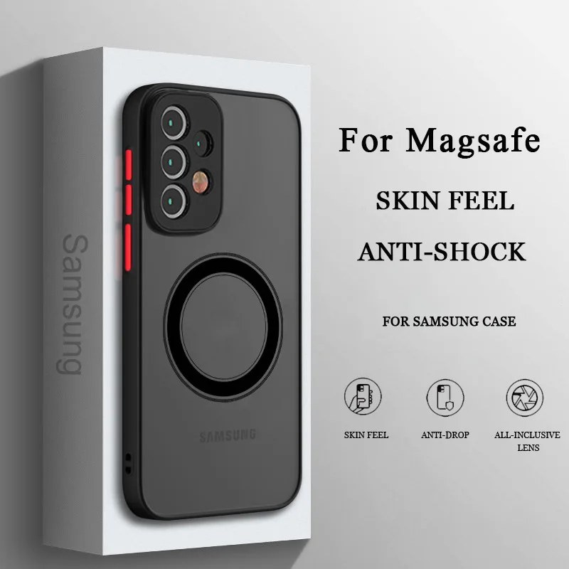 Suitable for Samsung S23 S22 S21 Magnetic Mobile Phone Case A53 A52 A72 A73 Matte Anti-fall Protective Samsung S22 Ultra Case