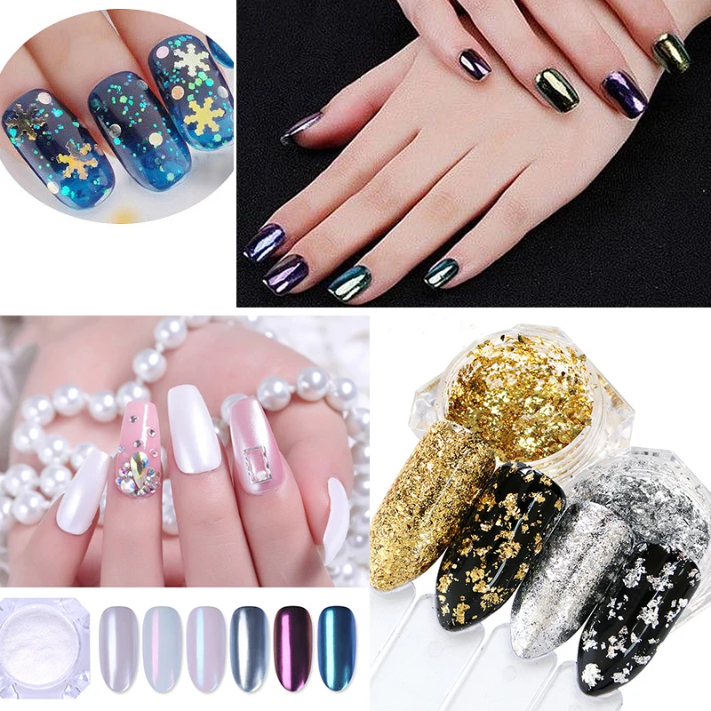 

2/3/6PCS Holographic Nail Powder Chrome Laser Mirror Glitter Design Nail Art Pigment Dust Flakes Sequins Nail Art Decorations