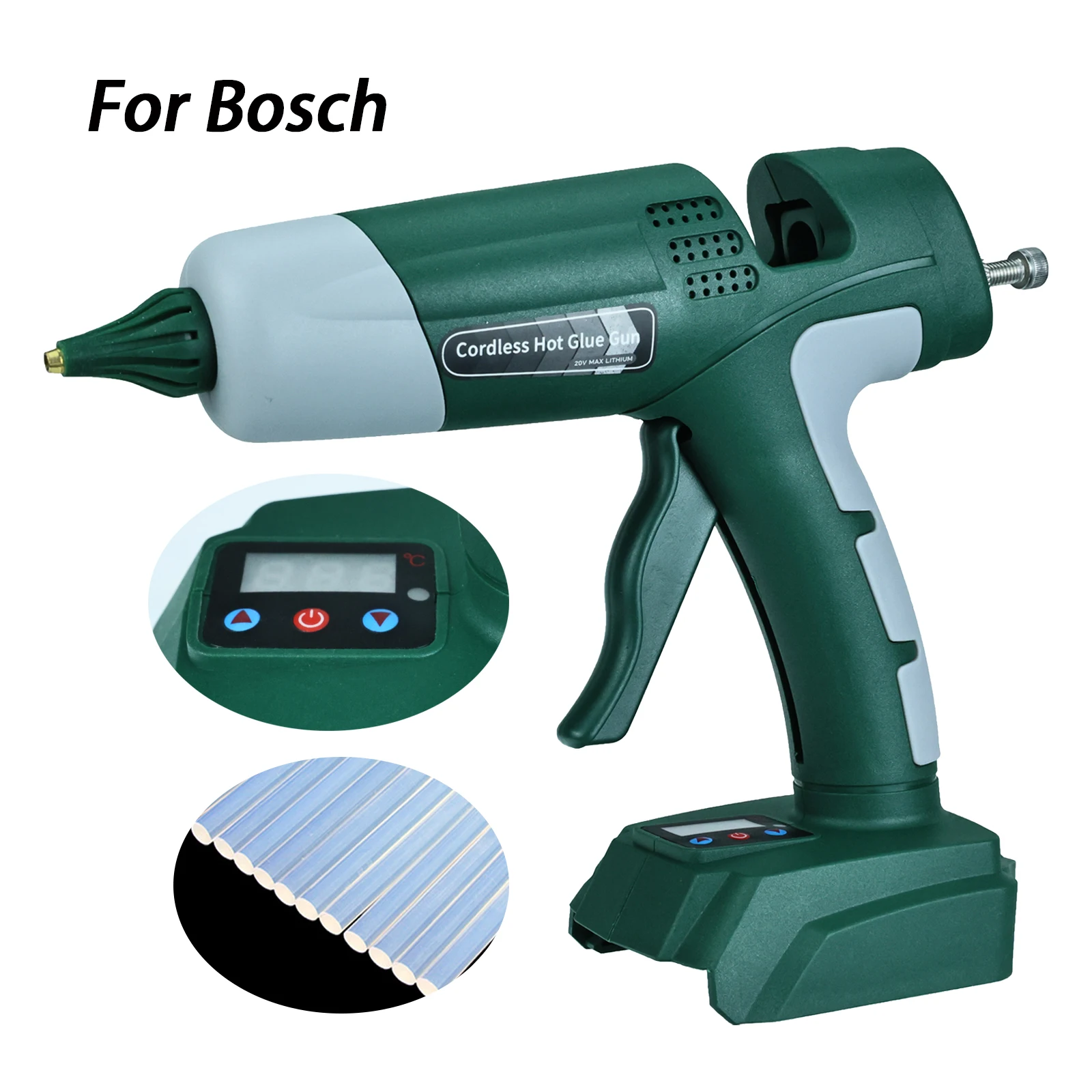 

100W Cordless Hot Melt Glue Gun with 10 Glue Sticks Repair DIY Tool Set Power Tool Glue Gun for Bosch 18-20V Li-ion Battery