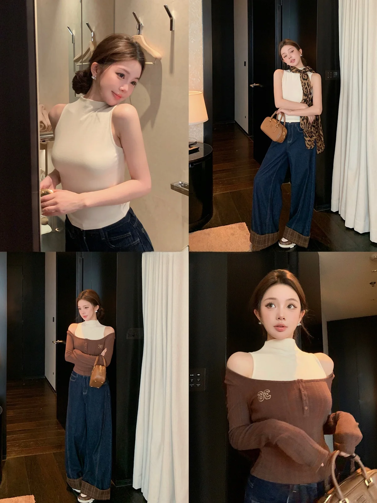 Qiu Meat Yao Sweet Cool High Street Sense вязаный жилет с открытыми плечами женский зимний новый