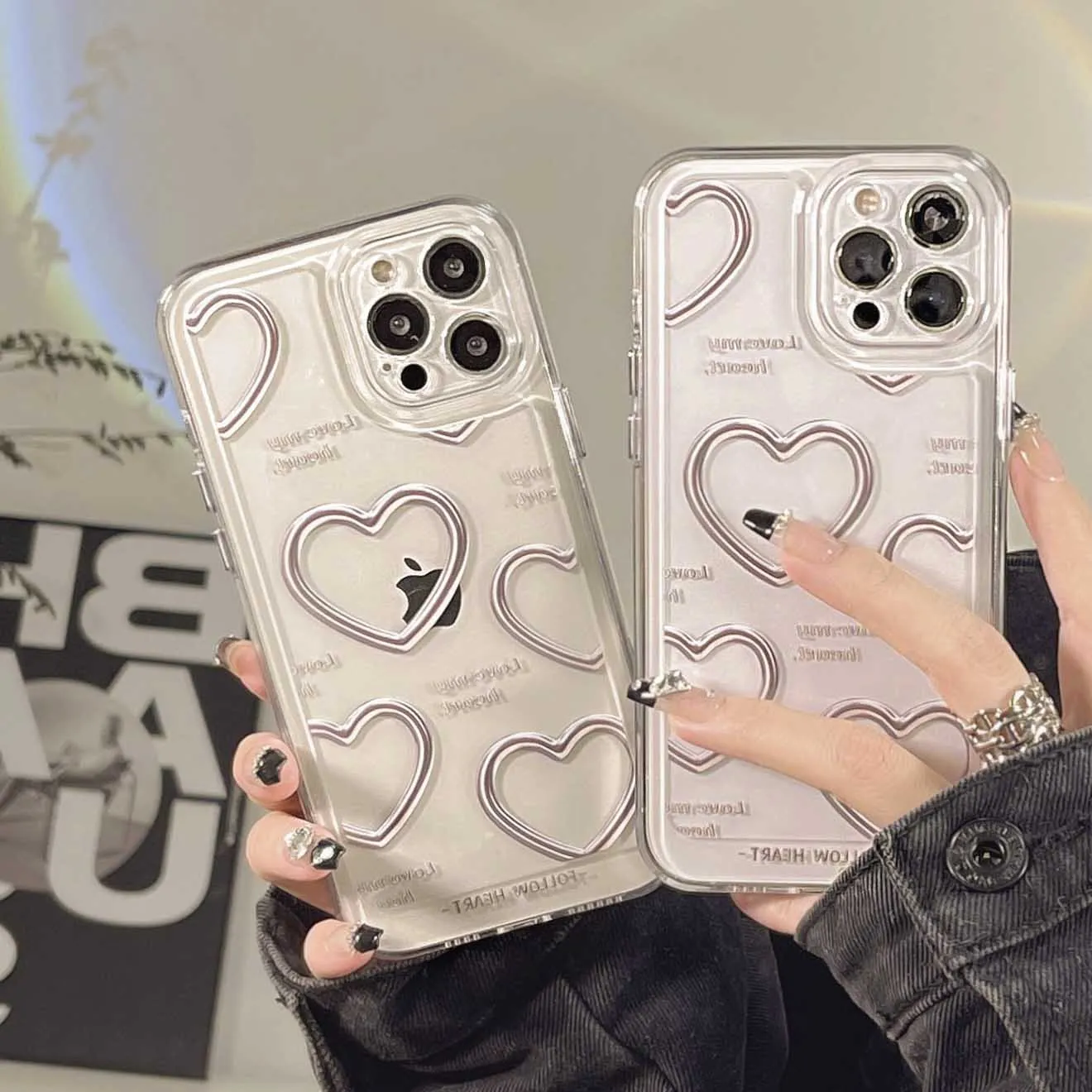

Luxury silver Heart Phone Case For Iphone 8Plus 11 12 13 Pro Max 7 8 Plus XR X XS XSMAX 13ProMax Cover Fundas