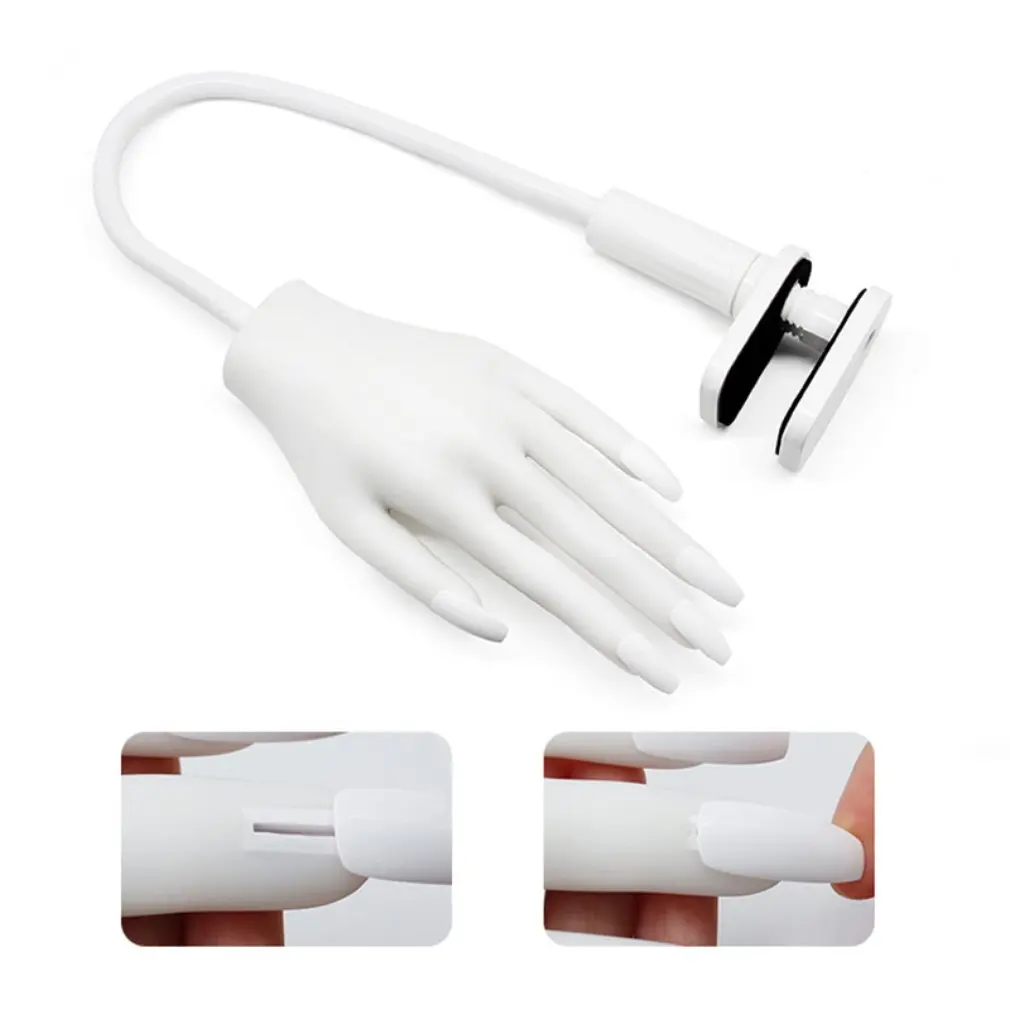 

Nail Art Hands Professional Practice Hand +50Pcs Nail Tips Adjustable Plastic Practice Model DIY Manicure Tool Flexible & Soft
