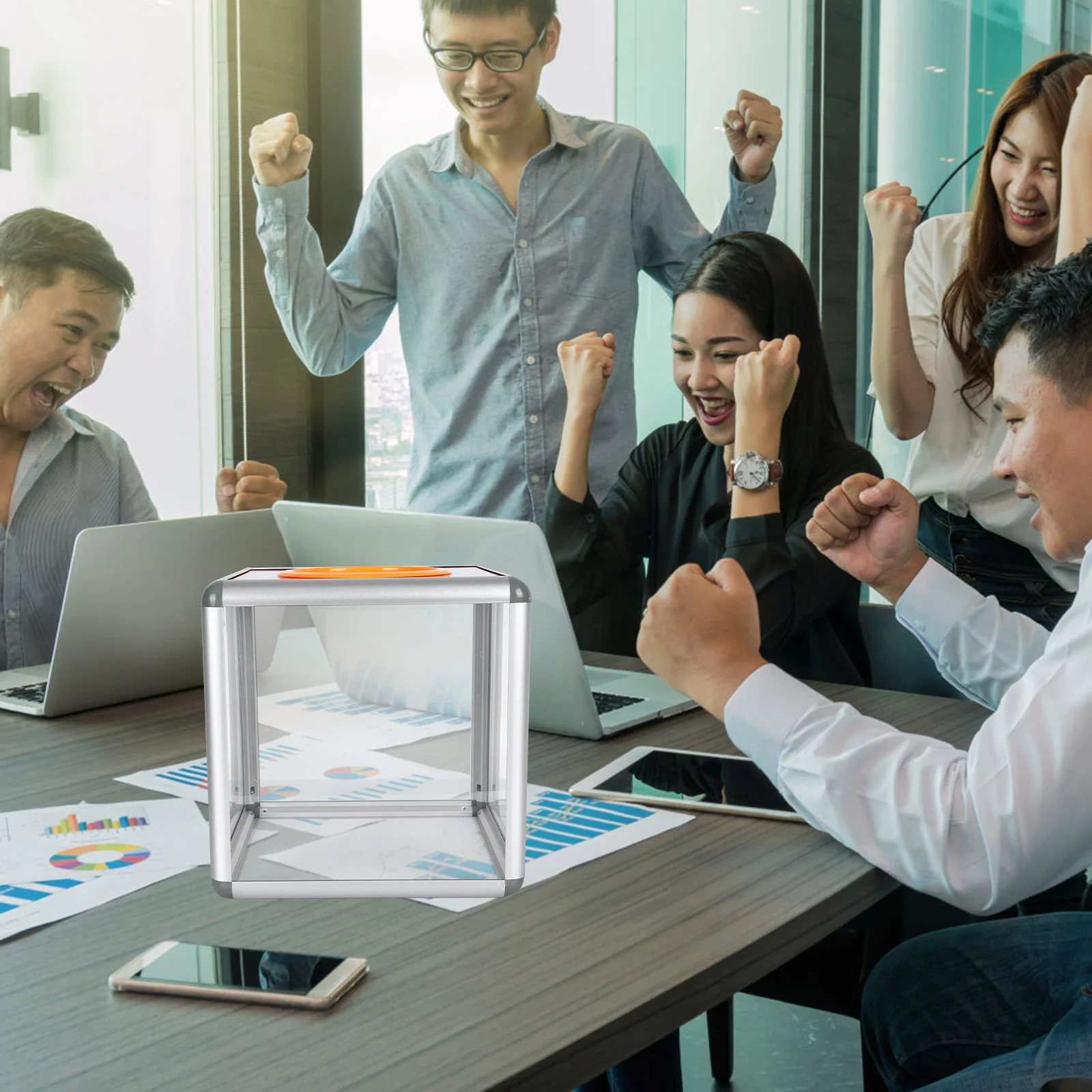 

Raffle Tickets Lottery Box Storage Container Collection Paper Case Transparent Office