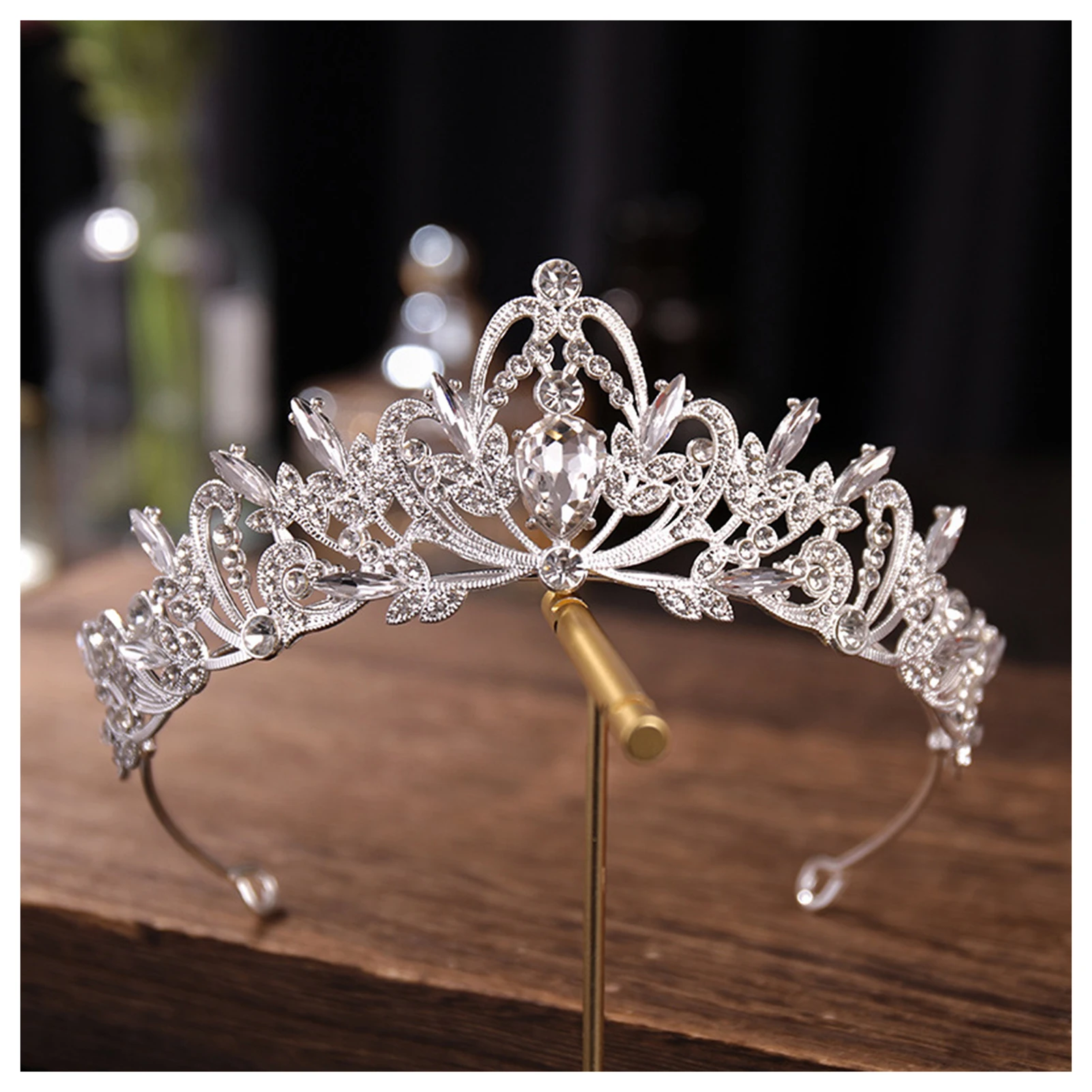 

Свадебная Корона, головной убор, инкрустированный искусственной кожей, ретро головной убор, Корона из сплава, свадебная корона, головной убор