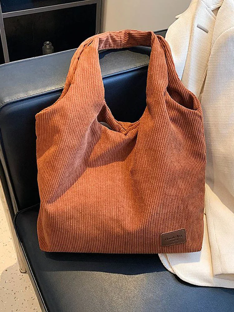 

Corduroy Tote Bags for Women Large Capacity Commuter Shopper Designer Underarm Female Shoulder Bag Luxury Brand Women's Handbag