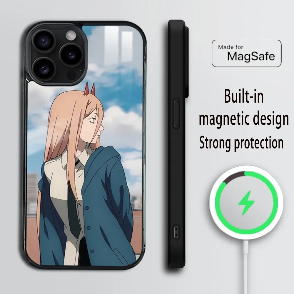 Chainsaw Man Denji Phone Case For iPhone 16 15 14 13 12 11 Pro Max Plus Mini Magsafe Mirror Wireless Magnetic Cover
