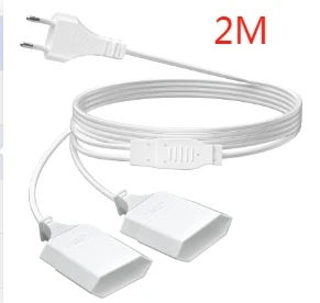 

Удлинитель 2 метра Европейский вилка 2/3 контакта черный/белый