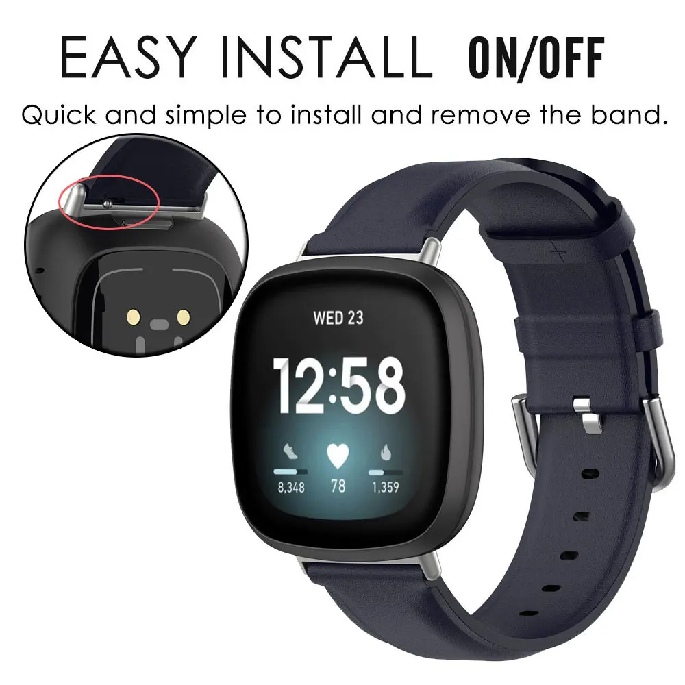 For Fitbit Versa 4 Band Strap Soft Leather Wrist Waterproof Replacement WatchBand For Fitbit Versa 3 Sense 2 Smart Accessories