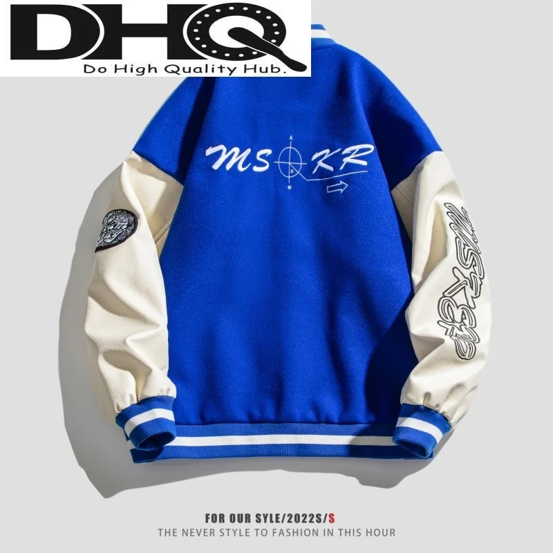 

Wear American Fashion College Clothing Single-breasted Baseball Casual Jacket Loose Embroidery Tide Brand Coats Varsity Jacket