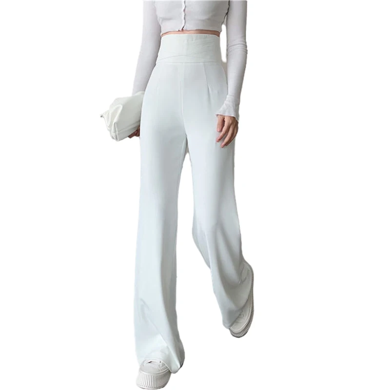 Baggy Pants Woman Summer Leisure Chic and Elegant Trousers White High Waist Lightweight Straight Pants Large Femme Black 2022