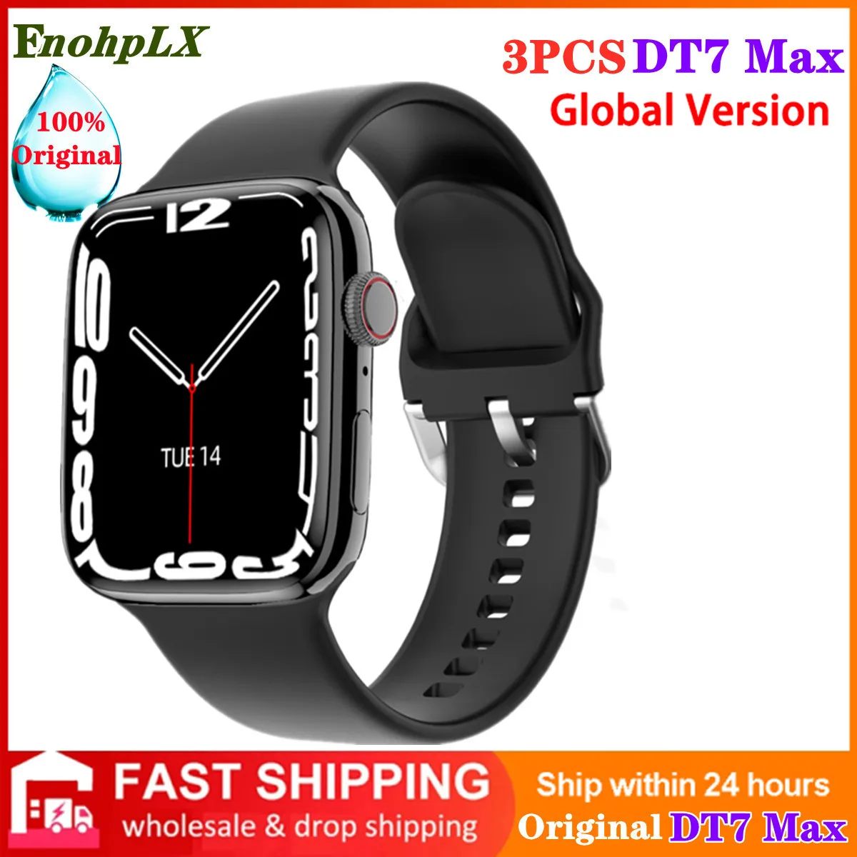 

3pcs 2022 DT7 Max Smart Watch Series 7 GPS Track NFC Bluetooth Call Wireless Charging Heart Rate Smartwatch PK IWO W27 W37 Pro