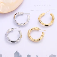 modern jewelry geometric hoop earrings hot sale cool design metallic alloy golden silvery color women earrings for party gifts