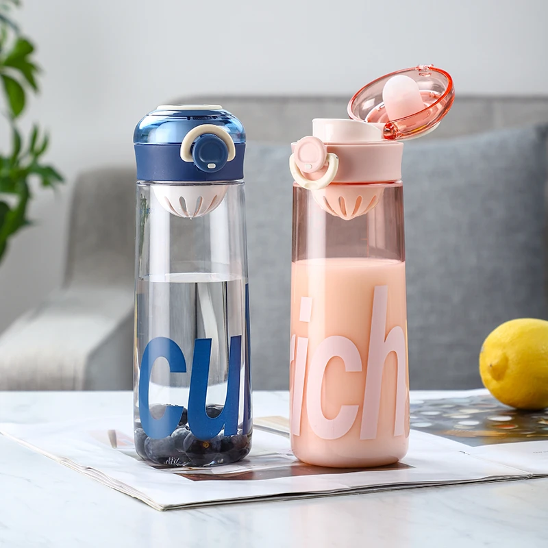 

350ML/480ML Trend Letter Plastic Cup Portable Outdoor Anti-Fall Sports Students Water Cup