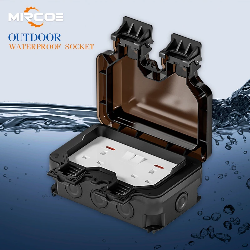 

British Standard IP66 Two Opening Multi Six Hole Waterproof Box, Outdoor Waterproof Socket, Rainproof Industrial Charging Plug