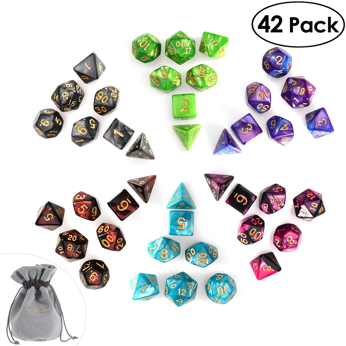 

PBPBOX 6 Sets x 7 PCS Acrylic Dices Party Friends Dices Table Games Dragon Dungeons
