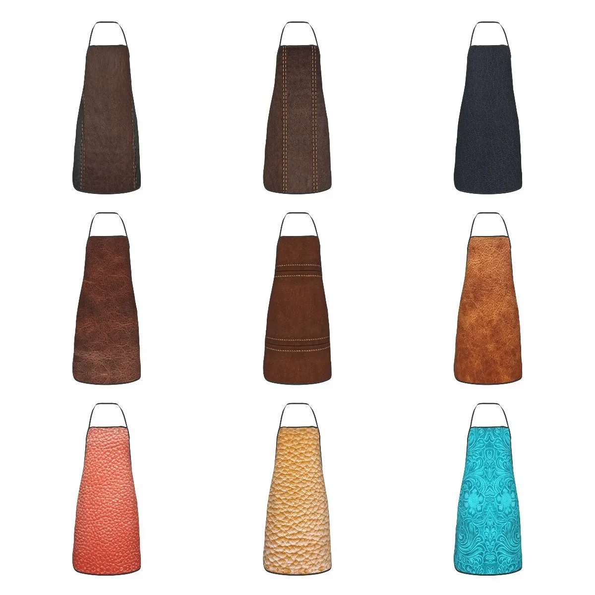 Коричневый сшитый кожаный фартук с текстурой для взрослых женщин мужчин
