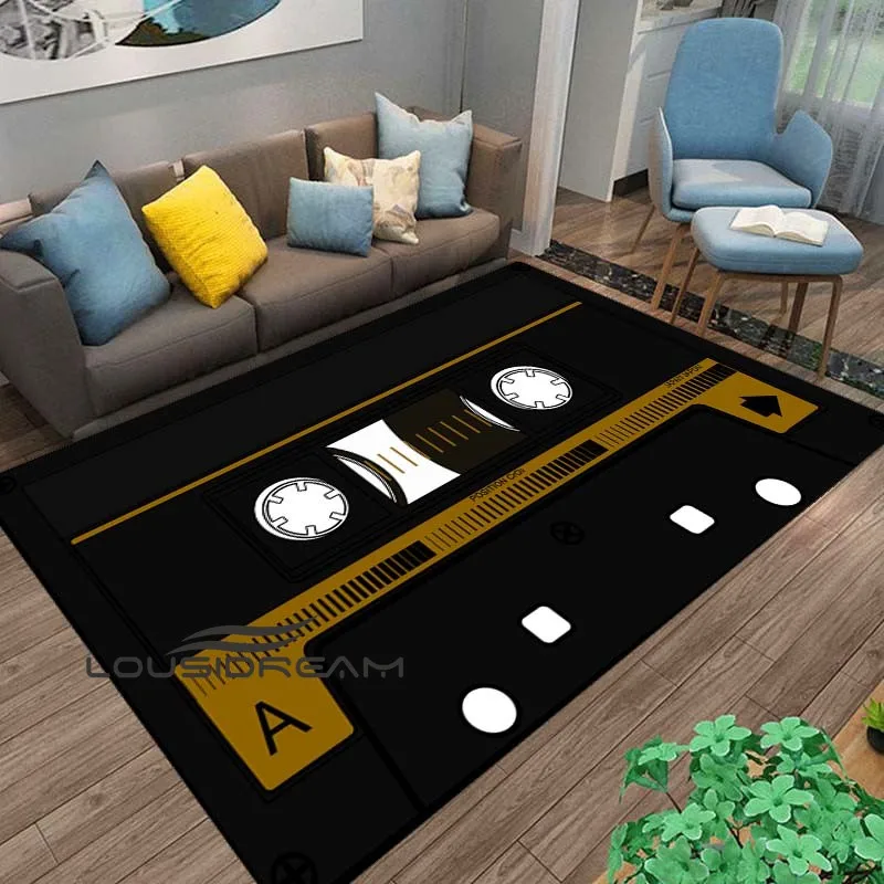 

Retro Cassette Music Tape Floor Mats Home Living Room Bedroom Door Mats Kitchen Non-slip Carpet Bathroom Door Mats Large Carpet