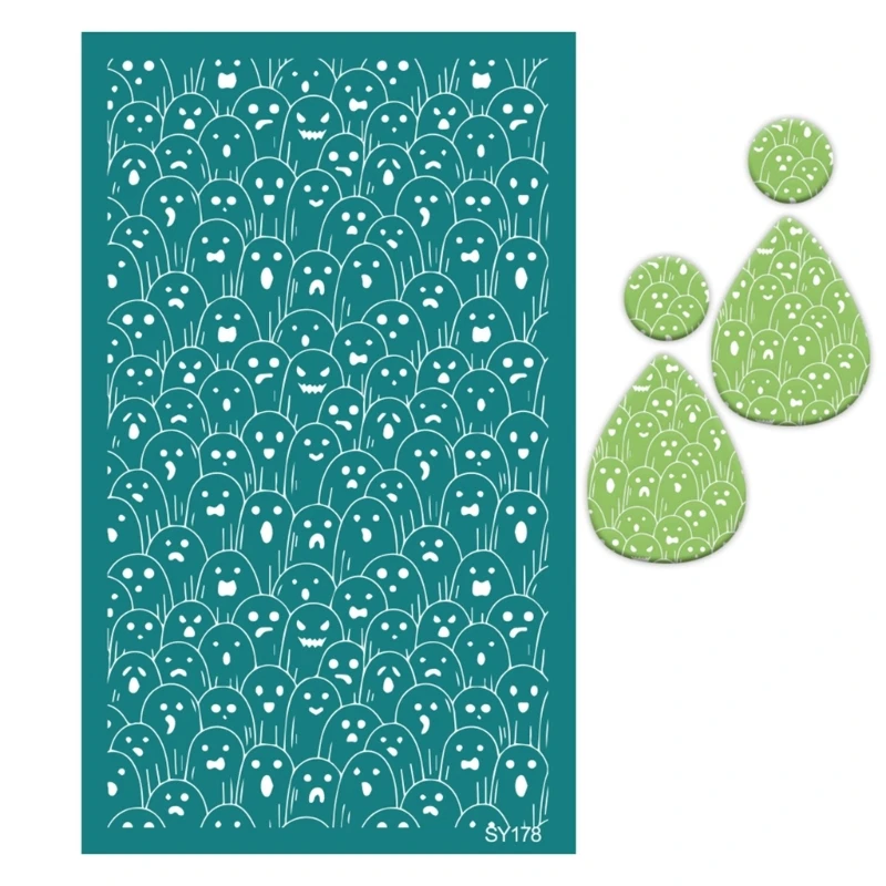 Хэллоуин тематические глиняные трафареты для шелкографии самоклеящиеся