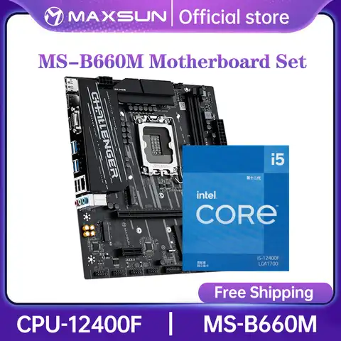 Комплект материнской платы MAXSUN B660M с Intel i5 12400F [новый, но без охладителя], с поддержкой 12th 13th LGA1700 DDR4