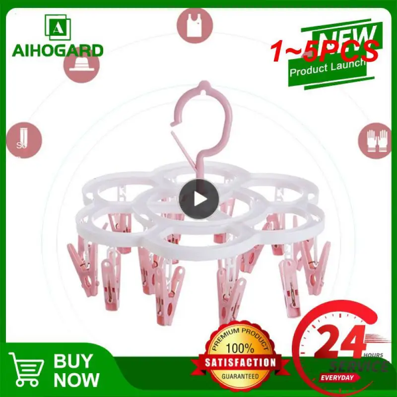 

1~5PCS Clips Folding Clothes dryer Hanger Children Adults Clothes Dryer Windproof Socks Underwear Plastic Drying Rack Organizer