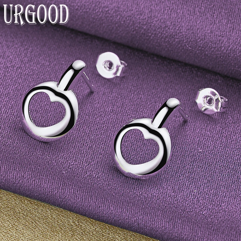 

925 Sterling Silver Round Heart Design Earrings For Women Men Party Engagement Wedding Fashion Jewelry
