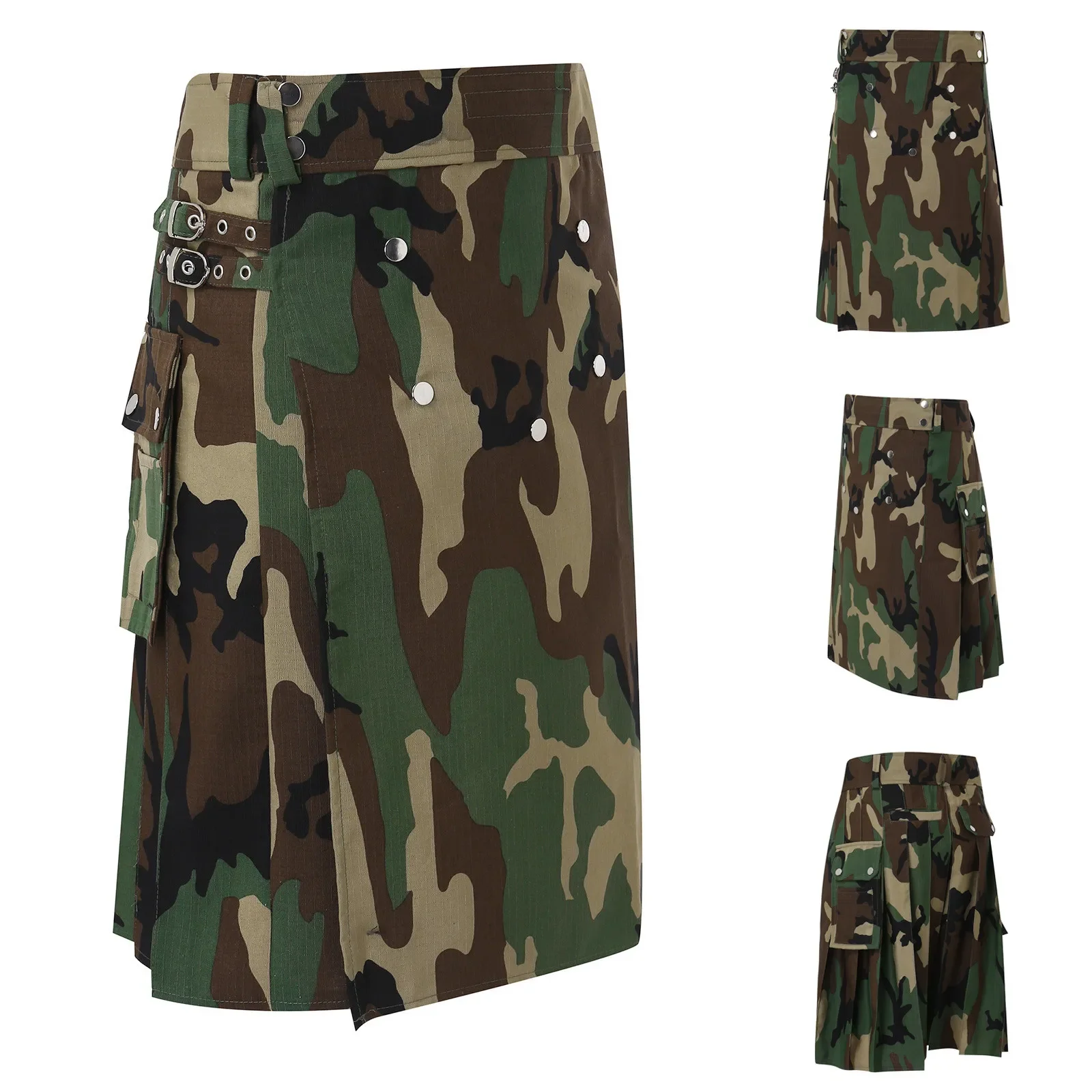 Камуфляжная модная мужская юбка Kilt в шотландском стиле Повседневная