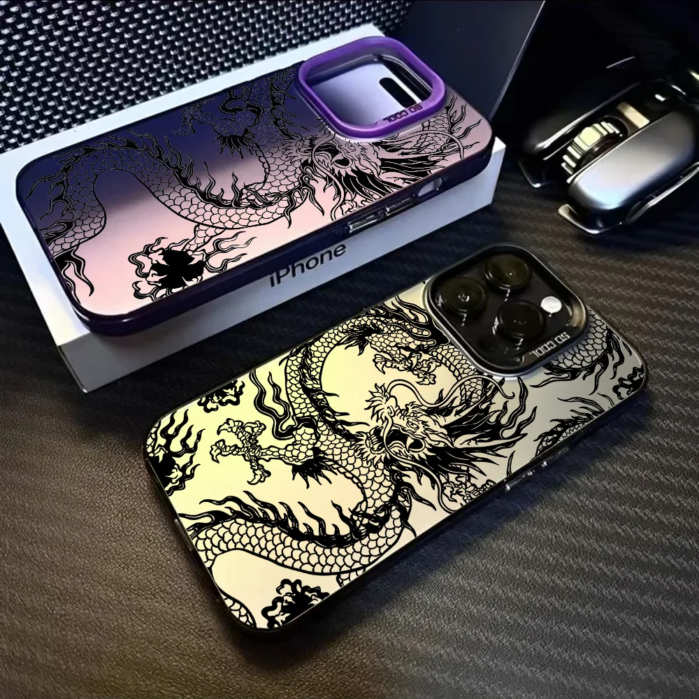 Трендовый модный чехол для телефона с китайским драконом iPhone 16 15 14 13 12 11 Pro Max