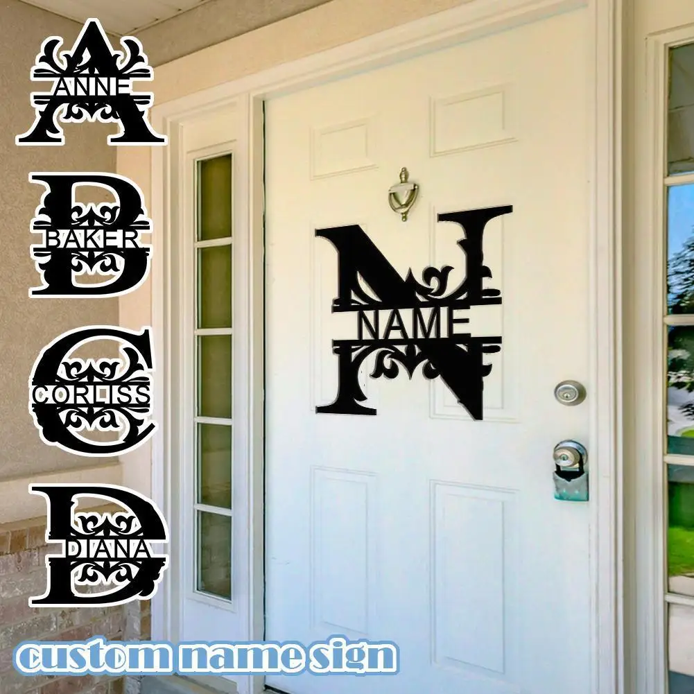 

Custom Personalized Last Name Sign Split Letter Wall Door Acrylic Wreath Hanger Garden Wedding Monogram Initial Outdoor Gif T8D4