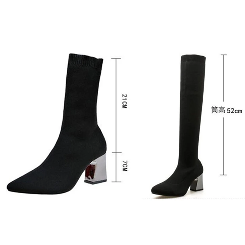 Spring Autumn 2022 New Women Boots Knee-High Fashion Modern Boots Stretch Fabric Socks Boots Woman High Heel Shoes De Mujer