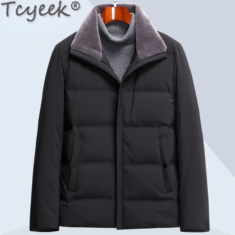 

Tcyeek Winter Coat Man Clothing Sheep Wool Collar Short Men's Puffer Jacket Thicken Warm Male Coat Jaqueta Inverno Masculina