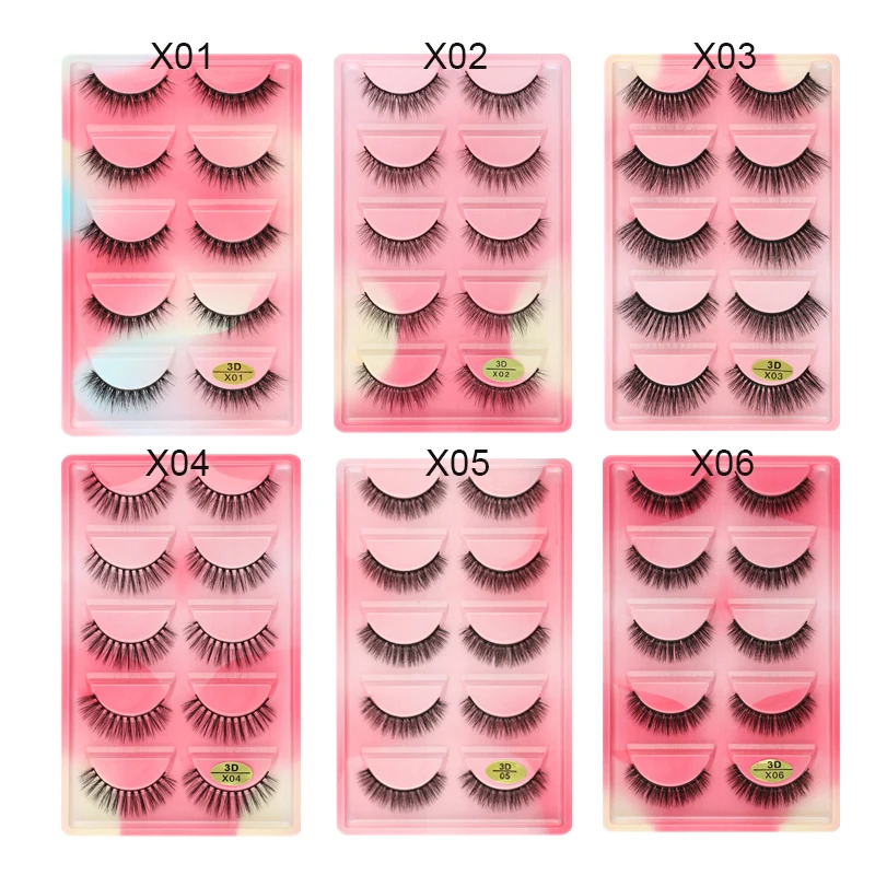 

5/3 Pairs 3D Mink Lashes Soft Natural Eyelashes Thick False Eyelashes Manga Eyelashes Daily Dating Makeup Eyelashes