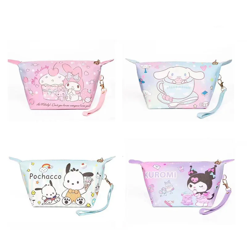 

Cinnamoroll Hello Kitty My Melody Pochacco Cosmetic Bag Portable Leisure Travel Wash Bag Leather Zipper Waterproof Dumpling Bag
