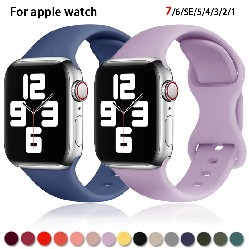 

Sport Silicone Strap For Apple Watch 45MM 41MM 44MM 40MM 42MM 38MM Soft Rubber Watchband Bracelet For IWatch Series 7/6/SE/5/4/3