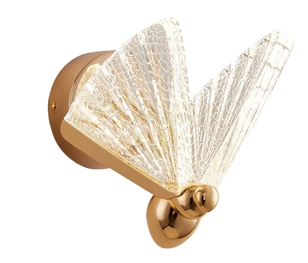 

Настенная лампа в скандинавском стиле с бабочкой, креативная яркая светодиодная настенная лампа, Минималистичная Роскошная лестница, спальня, прикроватная тумба, коридор, искусство