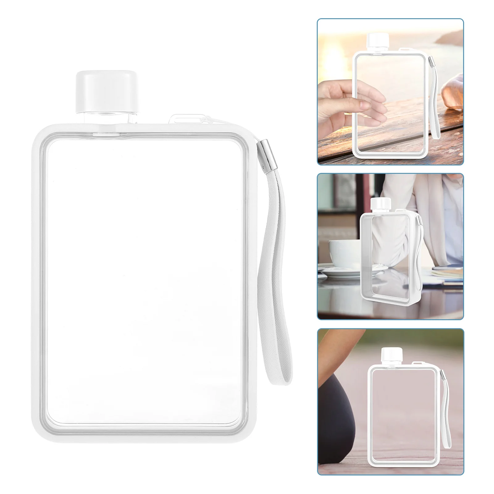 

Water Bottle Flat Bottles Flask Drinking Slim Jug Aesthetic Cuptravel Drink Gym A5 Fitness Outdoor Cups Campingmug Square