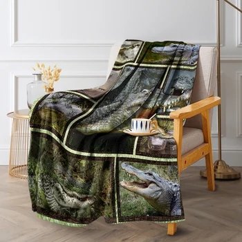 BlessLiving Crocodile Animal Pattern Flannel Throw Blanket Super Soft Libhtweight Fierce Ancient Reptiles Blanket Dropshipping 3