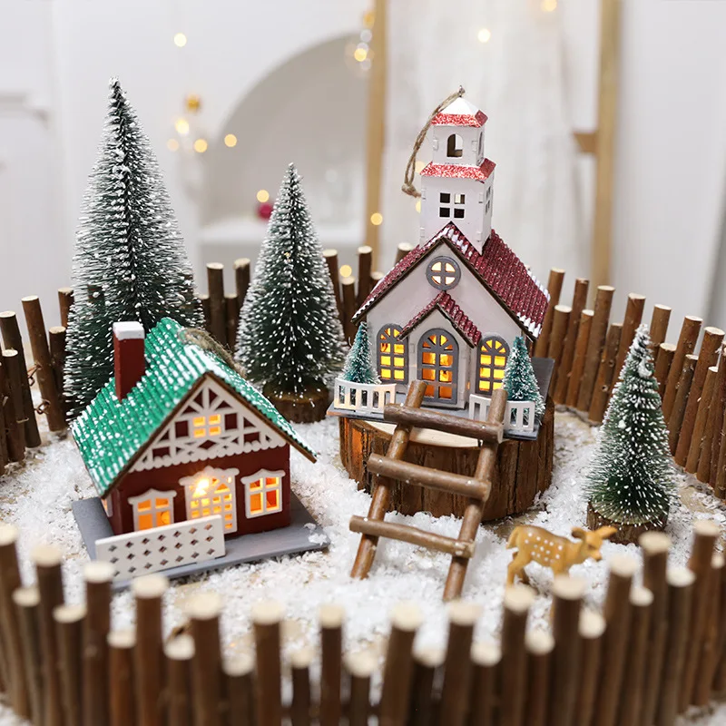 Рождественский снежный домик мини-Рождественская деревня сцена светящееся