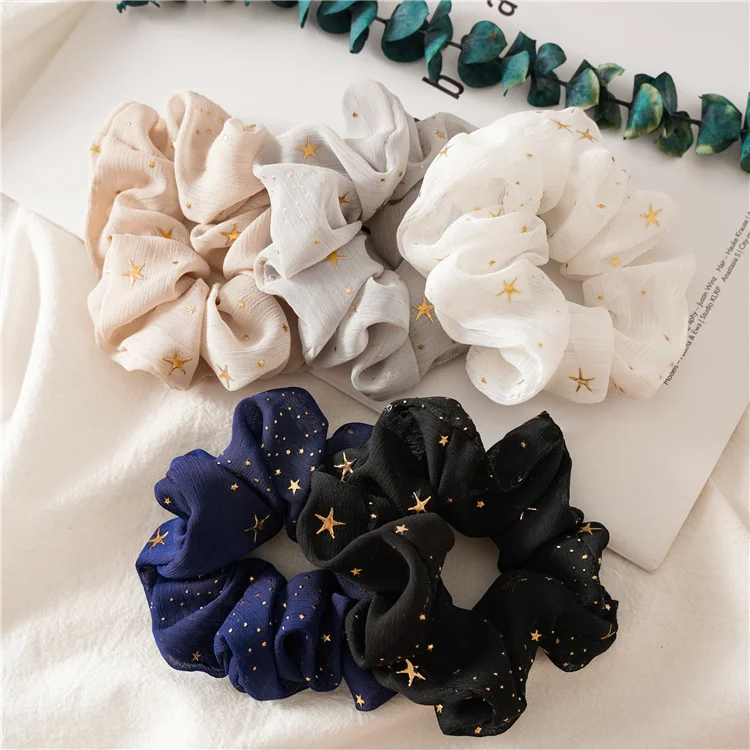 

Fashion Starry Sky Scrunchies Rubber Bands For Women Korean Elastic Hair Band Ponytail Holder Girls Hair Ties Hair Accessories